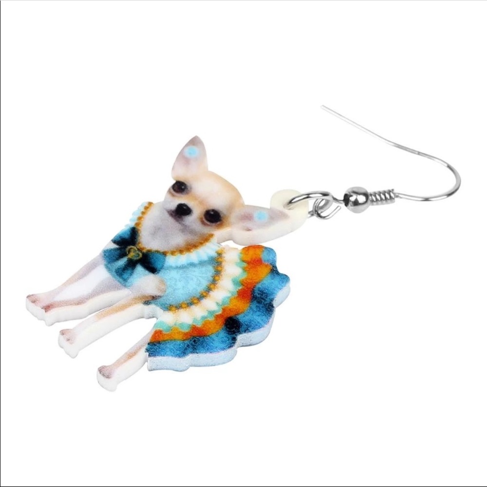 Chihuahua Dress Outfit  Ruffles Acrylic Earrings - Picture 7 of 8